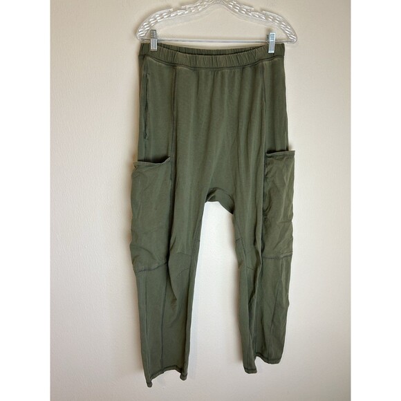 Free People Movement L Hot Shot Pants Harem Cargo Lounge Boho Baggy Green - Picture 1 of 6
